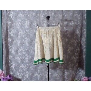 Vintage 40s Apron 1940s Crochet Ivory Green Cottagecore Retro Kitchen Gift